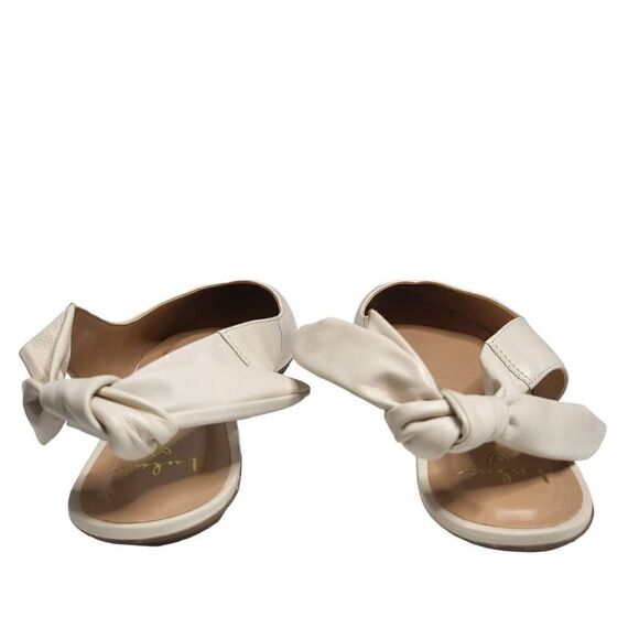 Lulus Houston Off White Nappa Leather Pointed Toe Slingback Flats Size 9 - Picture 7 of 12